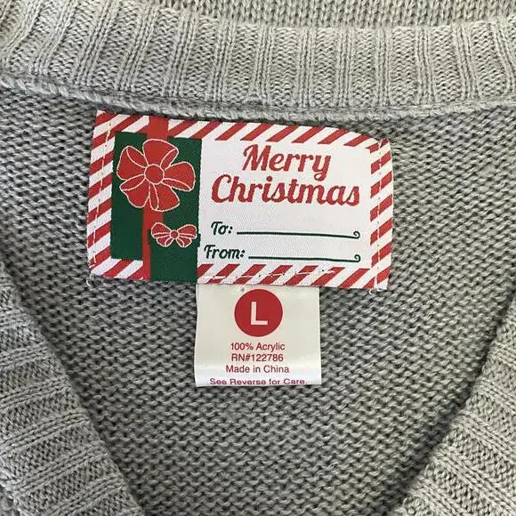 Merry Christmas Womens Size Large Gray Polar Bear Christmas Sweater Ugly Sweater - Picture 6 of 8